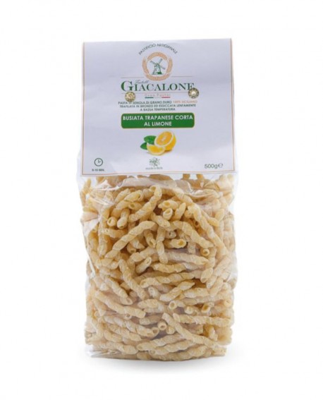 Busiata trapanese corta al Limone di semola di grano duro siciliano - 500g - Cartone 24 pezzi - Pastificio F.lli Giacalone
